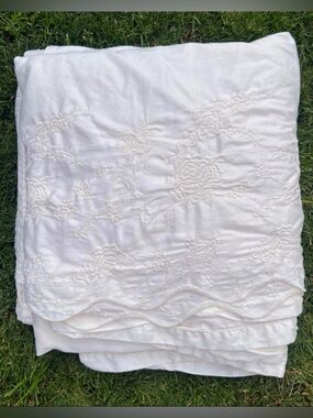 RARE Ralph Lauren Desert Palm Embroidered Queen Flat Sheet Cotton Sateen NICE!